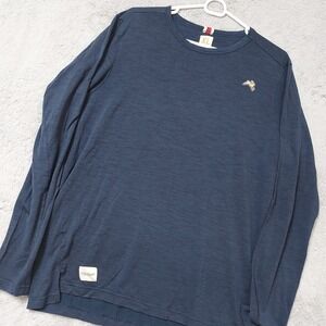 Tracksmith Shirt Men Extra Large Long Sleeve Performance Wool Blend Navy Blue L